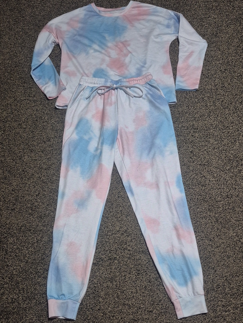 Women's Tie-Dye Pajama/Lounge Set - Pastel Pink & Blue